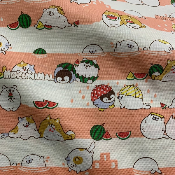 Mofunimal - Round Chubby Cute Animals - Kokka Japan Cotton Oxford Fabric