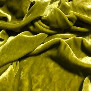 GOLDEN OLIVE Silk Velvet Fabric