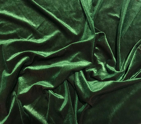 Iridescent Forest Green// Maroon Stretch Polyester Velvet Fabric