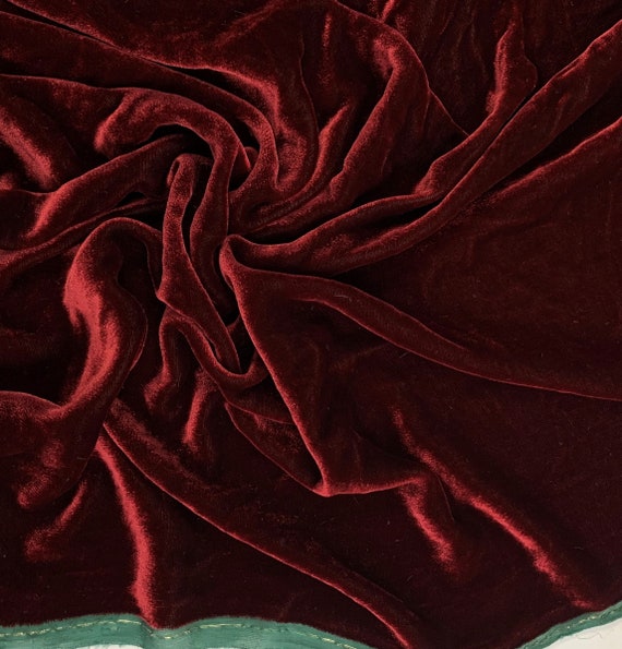 IRIDESCENT DEEP RED Silk Velvet Fabric