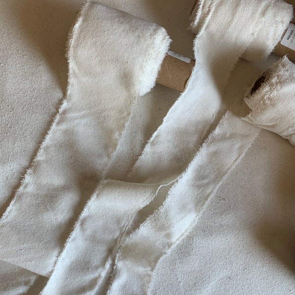 Natural White 100% Silk Noil Ribbon ( 4 Widths to choose from)