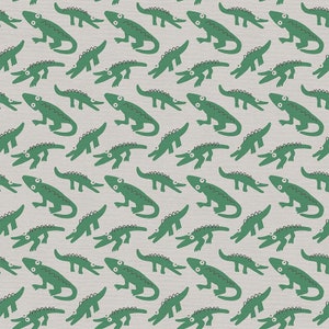 Alligators on Gray - Animal Kingdom - by Jessica Nielsen for Paintbrush Studio 100% Cotton Fabric