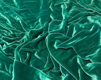 MUTED EMERALD GREEN Hand Dyed Silk Velvet Fabric