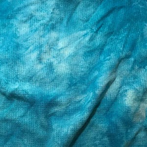 Teal Blue - Hand Dyed Raw Silk Noil Squares Weave Fabric - 45&quot; wide