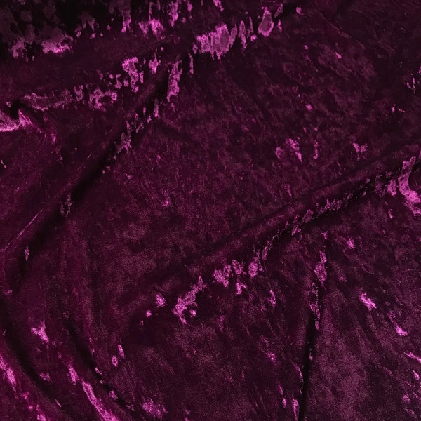 Boysenberry - Stretch Polyester Crushed Velvet Fabric