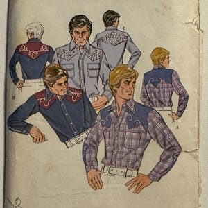 Vintage Kwik Sew 1022 Western Square Dance Embroidery Men&#39;s Shirt Sewing Pattern Sizes 42-44-46-48 Uncut FF