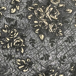 Rough Sketch - Charcoal Rose Batik - Banyan Batiks Fabric