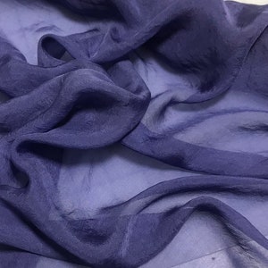 Hand Dyed Midnight Blue - Soft Silk Organza Fabric