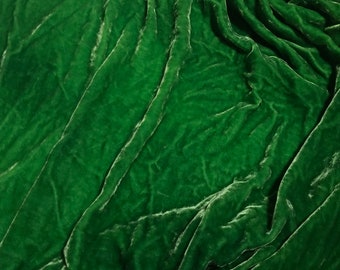 EMERALD GREEN Hand Dyed Silk Velvet Fabric