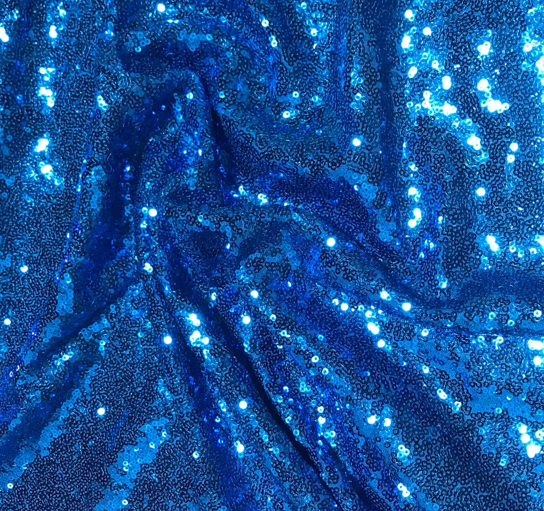 Bright Blue Sequin Spangle Sewn on Mesh Fabric - Etsy