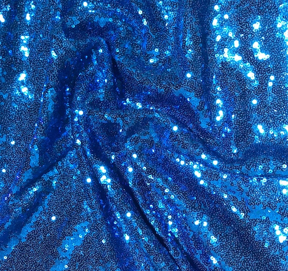 Bright Blue Sequin Spangle Sewn on Mesh Fabric | Etsy