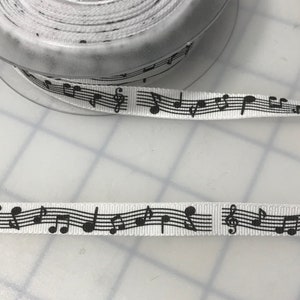 Music Notes Grosgrain Ribbon Trim 3/8" Made in France