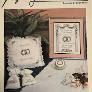 Our Beginning Wedding Imaginating Vintage Cross Stitch Pattern Designed By Cheri Miller