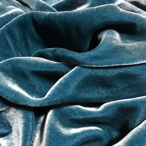 TEAL BLUE Silk Velvet Fabric