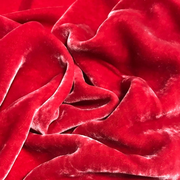 CINESE ROSSO Tinto a Mano Silk Velvet Tessuto