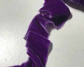 Hand Dyed Royal Purple Silk Velvet Ribbon ( 4 Widths to choose from)