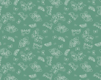 Wild Bouquet Moths Green - Riley Blake Cotton Fabric