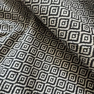 Rhythm Raven Black & White Diamonds - Richloom Cotton Canvas Fabric