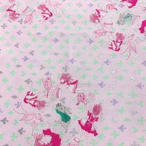 Down the Rabbit Hole on Pink - Kokka Japan Cotton Fabric