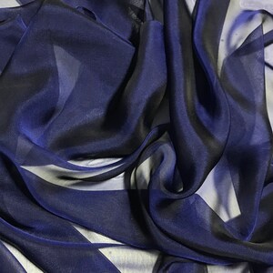 Cameo Blue Iridescent Silk Chiffon IC-018 Fabric