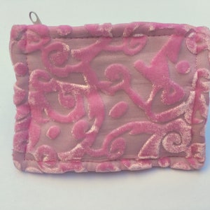 Ballerina Pink Hand Dyed Burnout Baroque Silk Velvet Coin Purse