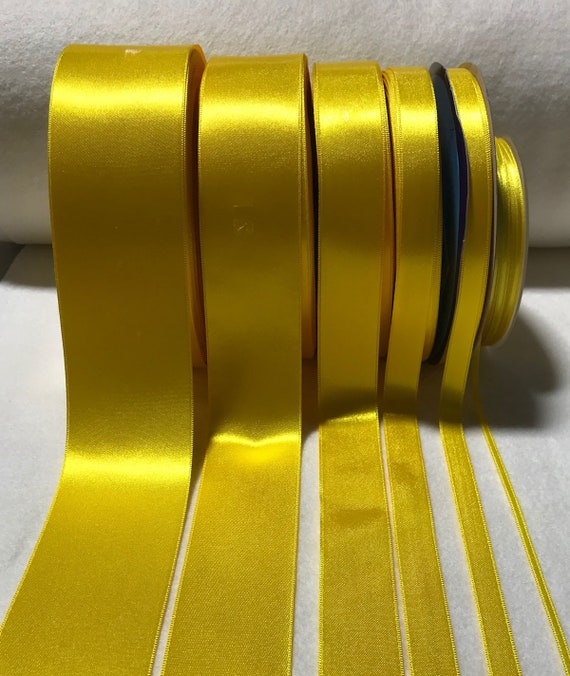 yellow none - Bright Yellow Double Sided Satin Ribbon - Made in France (6 Widths to choose from)