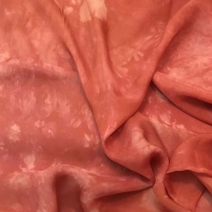 Hand Dyed PEACHY CORAL Soft Silk Organza Fabric - 54&quot; wide