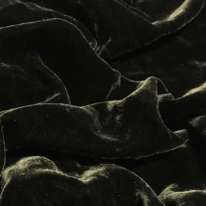 DARK OLIVE GREEN Silk Velvet Fabric