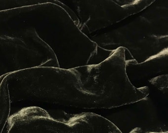 DARK OLIVE GREEN Silk Velvet Fabric