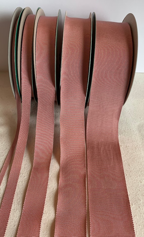 vintage velvet ribbon 3/8 rayon trim 3yds made in France dusty rose