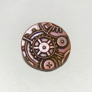 Copper Steampunk Gears Metal Button - 30mm / 1 3/8 inch - Dill Buttons Brand