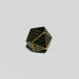 DND 20 Sided Die Dice Brass Metal Button - Dill Buttons (Set of 2)