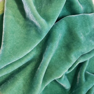 BLUE GRAY Hand Dyed Silk Velvet Fabric