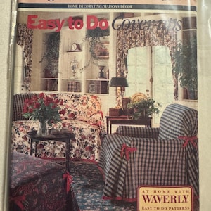 1991 Vintage Sewing Pattern Butterick 5350 Cover-Ups, Slip Covers, furniture Throws, Couch, Chair Ottoman, Pillow One Size Uncut FF