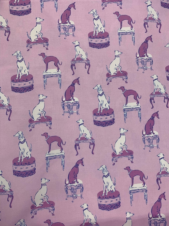 Pampered Pets Greyhounds Purple Paintbrush Studio Cotton