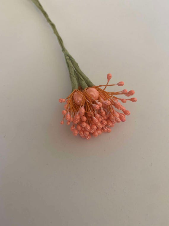orange fabric - Orange Seed Pearl Stamen Bunch - Vintage Millinery Floral Made in Japan