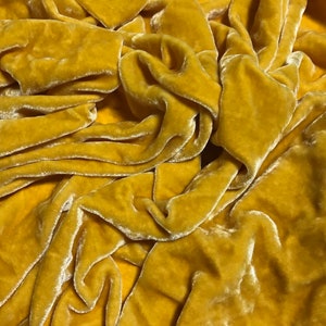 GOLDEN YELLOW Hand Dyed Silk Velvet Fabric