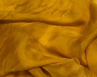 Hand Dyed MUSTARD YELLOW - Silk Organza Fabric