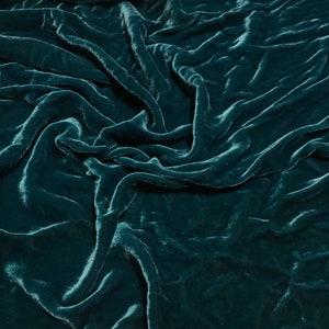 TEAL BLUE Hand Dyed Silk Velvet Fabric