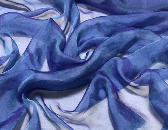 Turquoise Blue Iridescent Silk Chiffon Fabric | Etsy