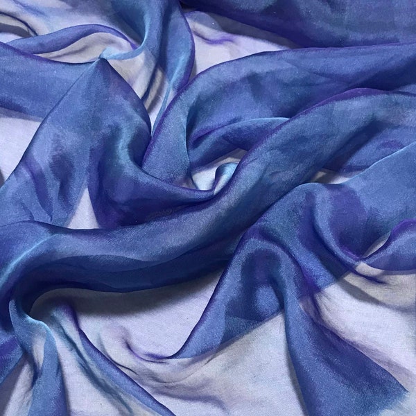 Turquoise Blue - Iridescent Silk Chiffon Fabric