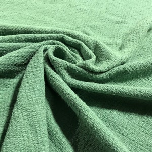 SAGE GREEN Hand Dyed Raw Silk Squares Weave Check NOIL Fabric