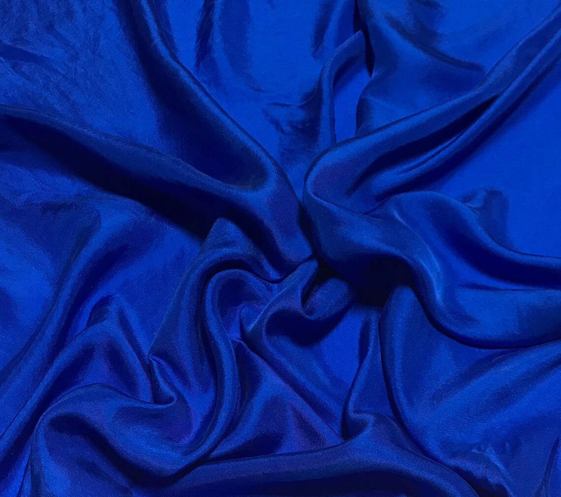 SAPPHIRE BLUE Hand Dyed Silk Twill Fabric Etsy