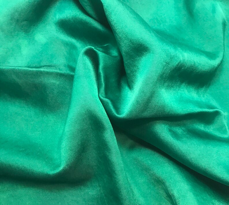 Hand Dyed Emerald Green Silk and Cotton Blend SATIN Fabric Etsy