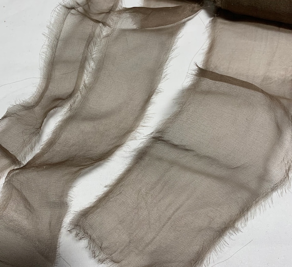 taupe none - Taupe Hand Dyed 100% Silk Sheer Organza Ribbon ( 4 Widths to choose from)