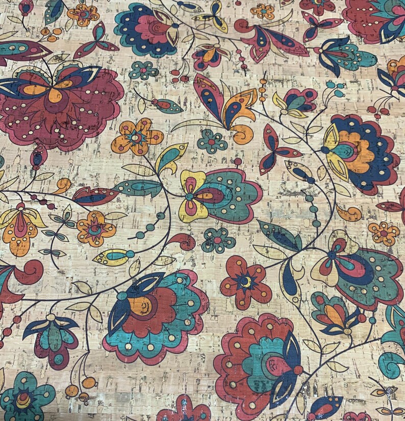 Cork Fabric Floral Etsy
