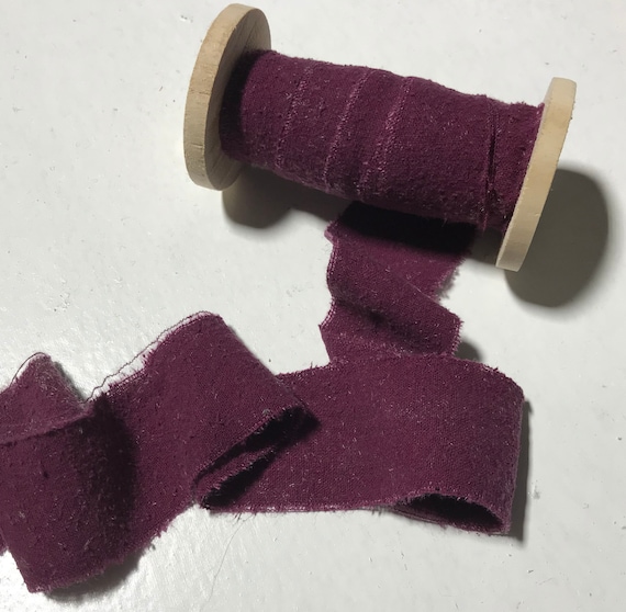 maroon none - Hand Dyed Maroon 100% Silk Noil Ribbon ( 3 Widths to choose from)