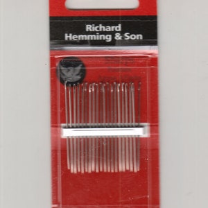 Richard Hemming Needles - Sharps Size 7 - Made in England