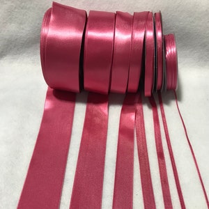 Rose Pink Double Sided Satin Ribbon - Made in France (7 Widths to choose from)