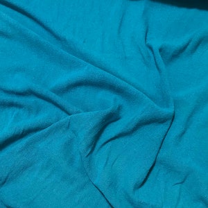 TEAL BLUE Hand Dyed Raw Silk Gauze NOIL Fabric